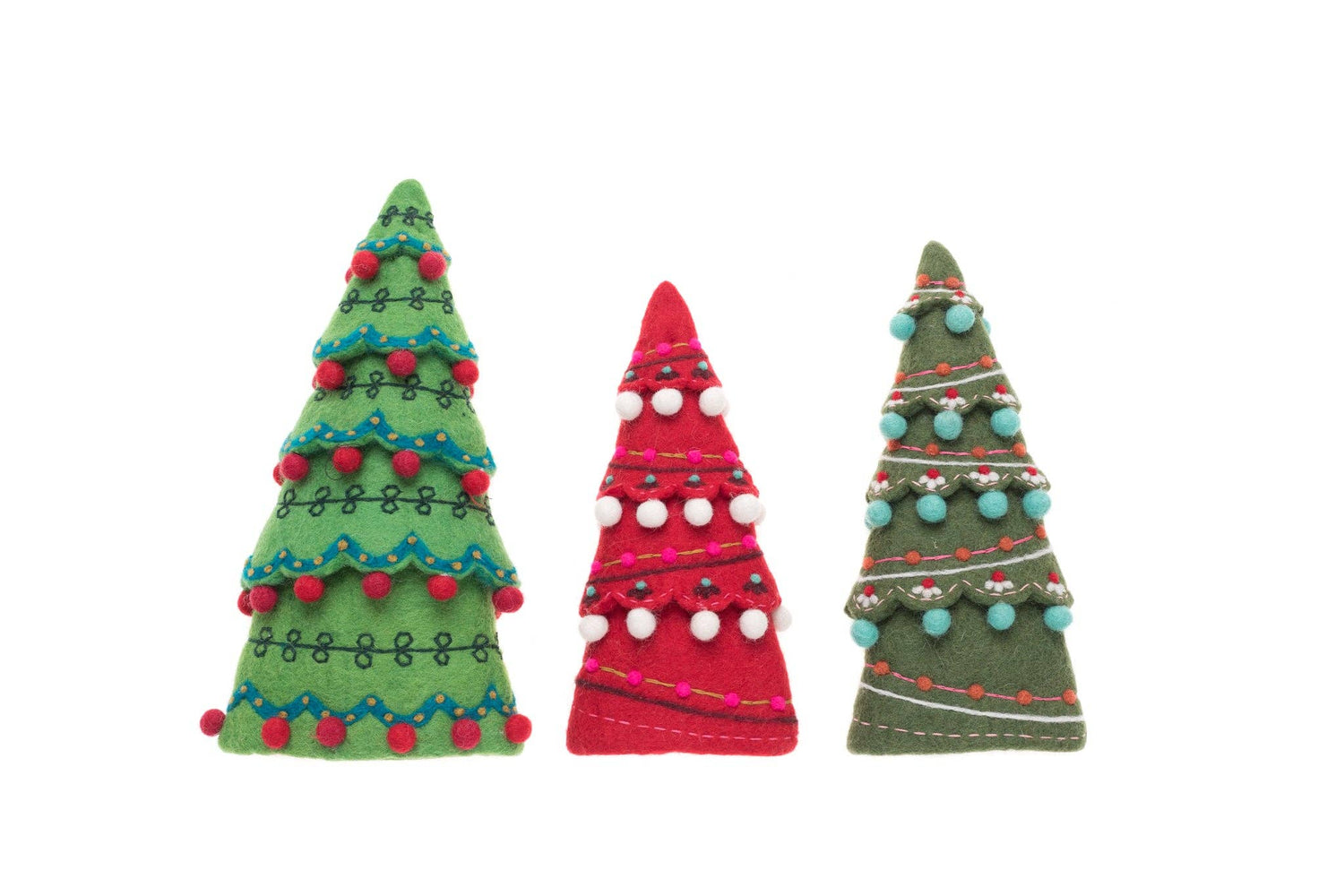 Sugar Plum Tree Set - Traditional Colors Set of 3