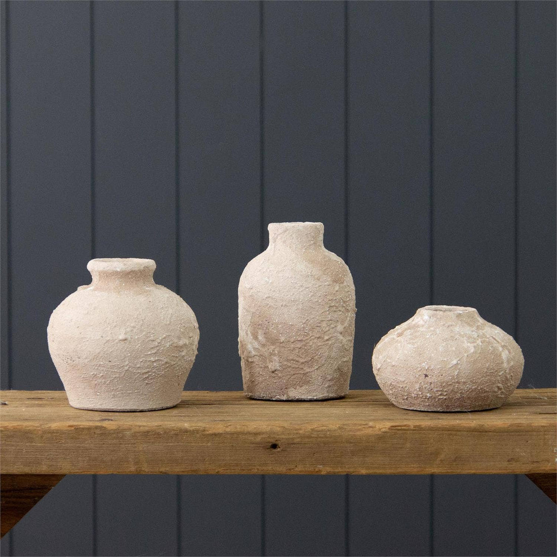 Rustic Textured Bud Vase Set