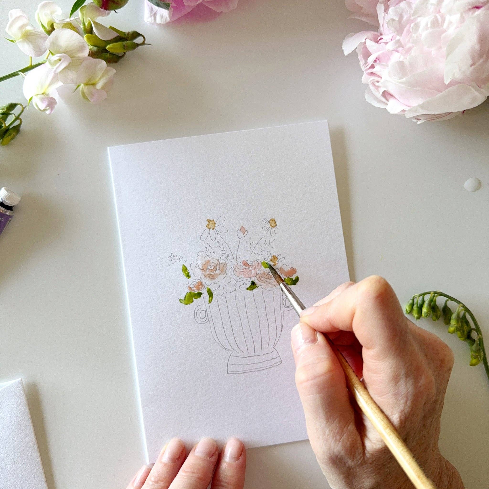 Bouquets paintable notecards