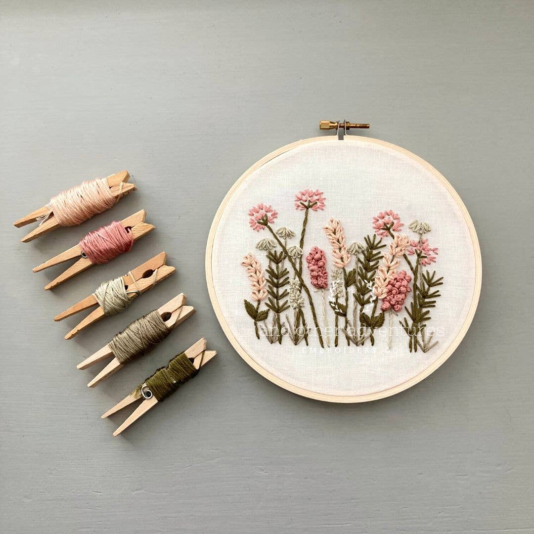 Hand Embroidery Kit - Meadow in Blush &amp; Olive