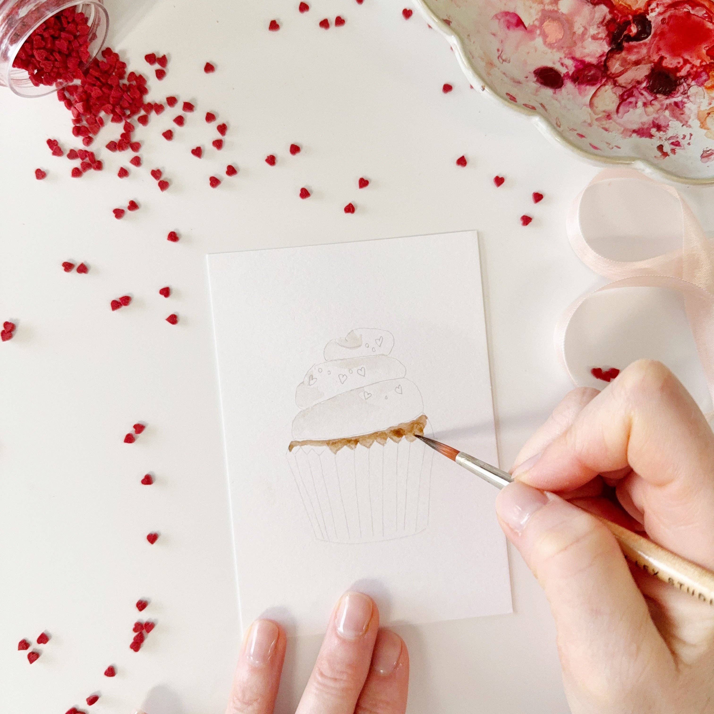Sweet treats valentines paintable watercolor notecard set