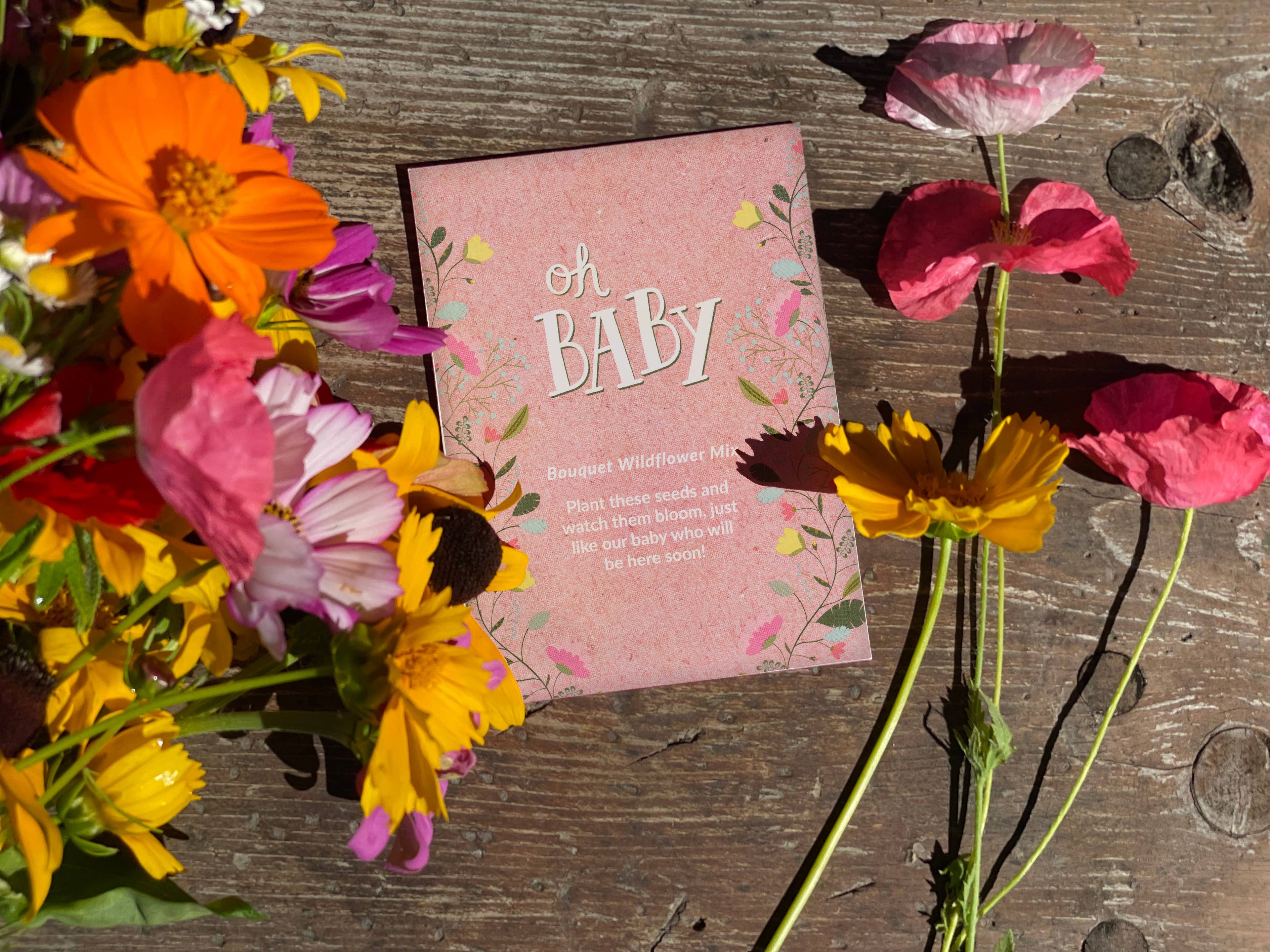 Oh Baby Baby Shower Pink - Bouquet Wildflower Seed Packet