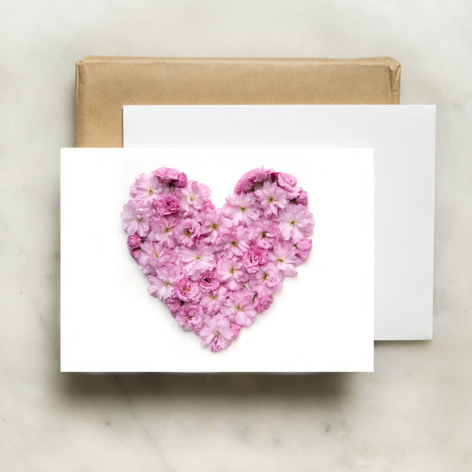 Cherry Blossom Heart Greeting Card – A2 Blank Card