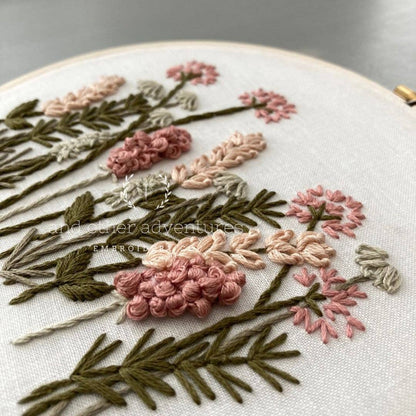 Hand Embroidery Kit - Meadow in Blush &amp; Olive