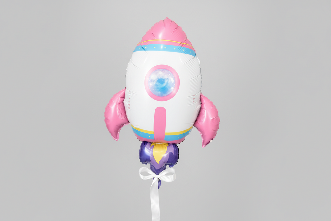 Pink Rocket Ship Foil Balloon