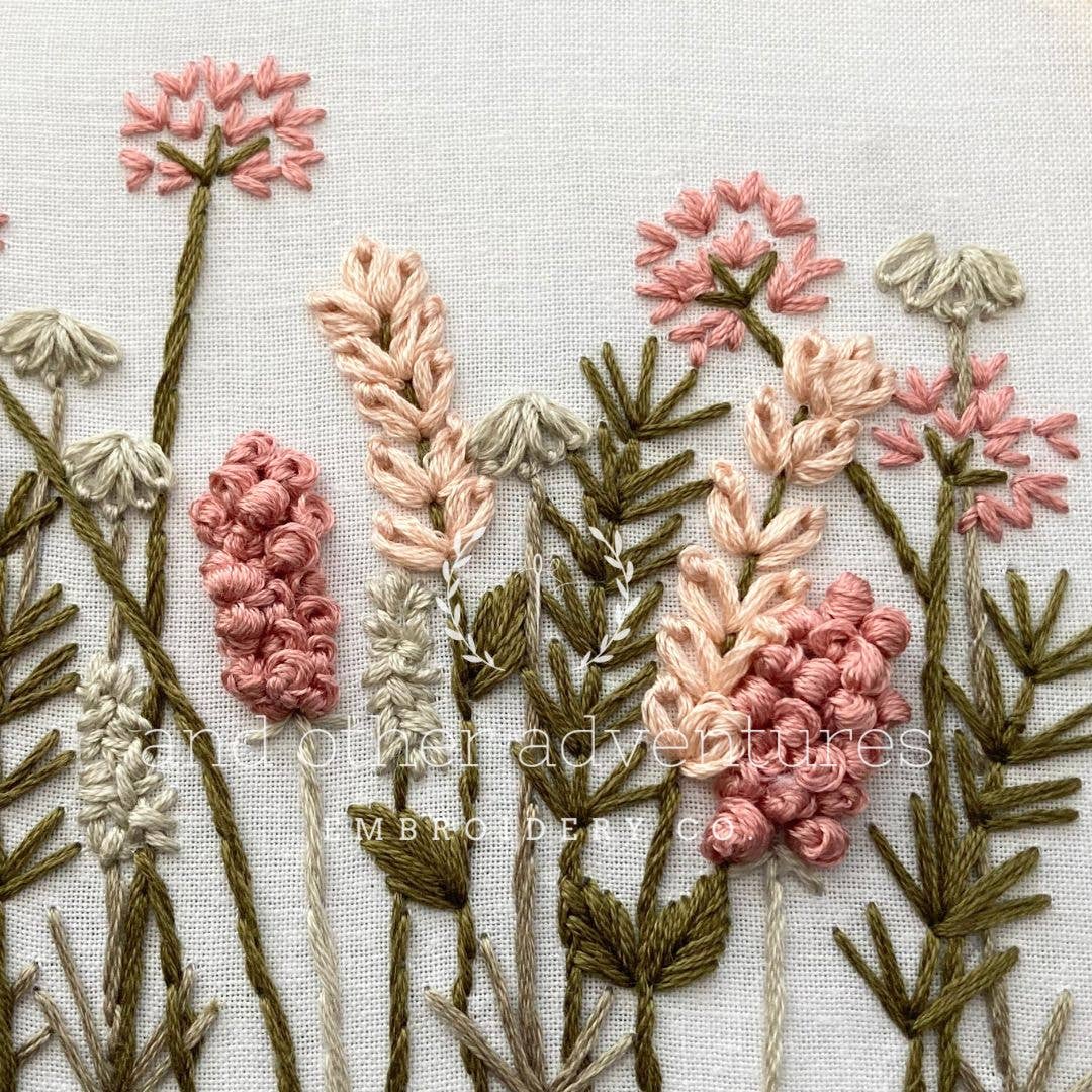 Hand Embroidery Kit - Meadow in Blush &amp; Olive