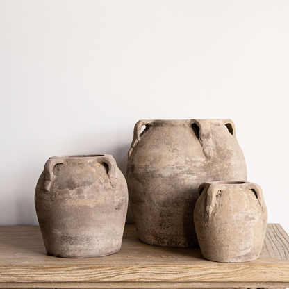 Blanc Beige Wash Vase With Handles Small