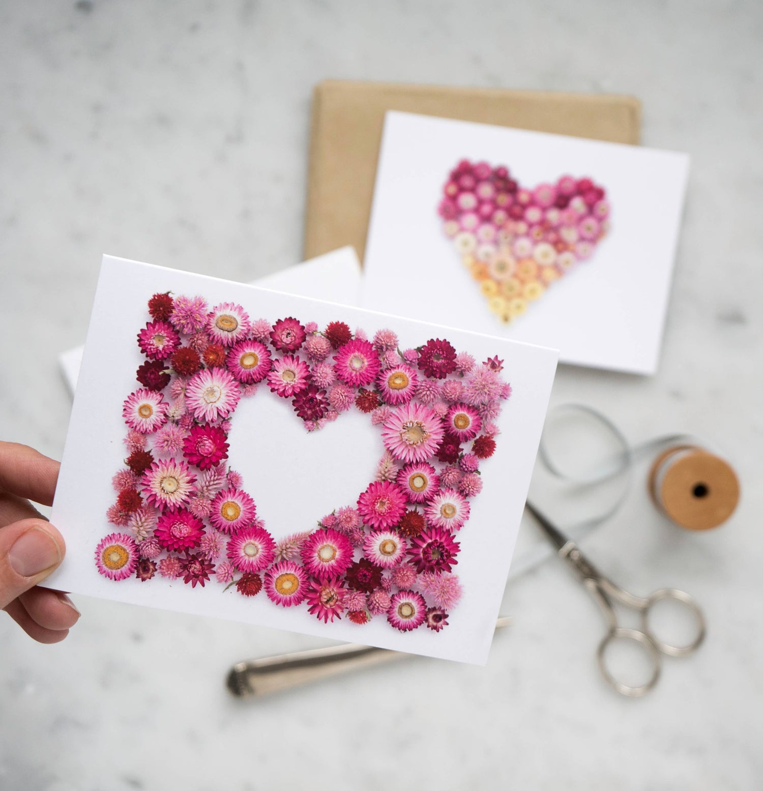 Heart Floral Greeting Card – Pink Botanical A2 Blank Card